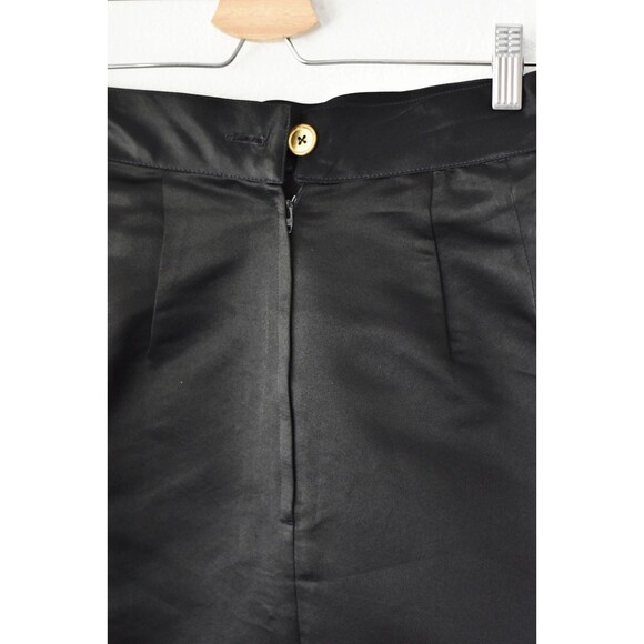Gemma Kahng VTG 90s Mini Skirt Woman's S Black Satin 100% Silk Structured Preppy - Picture 4 of 7